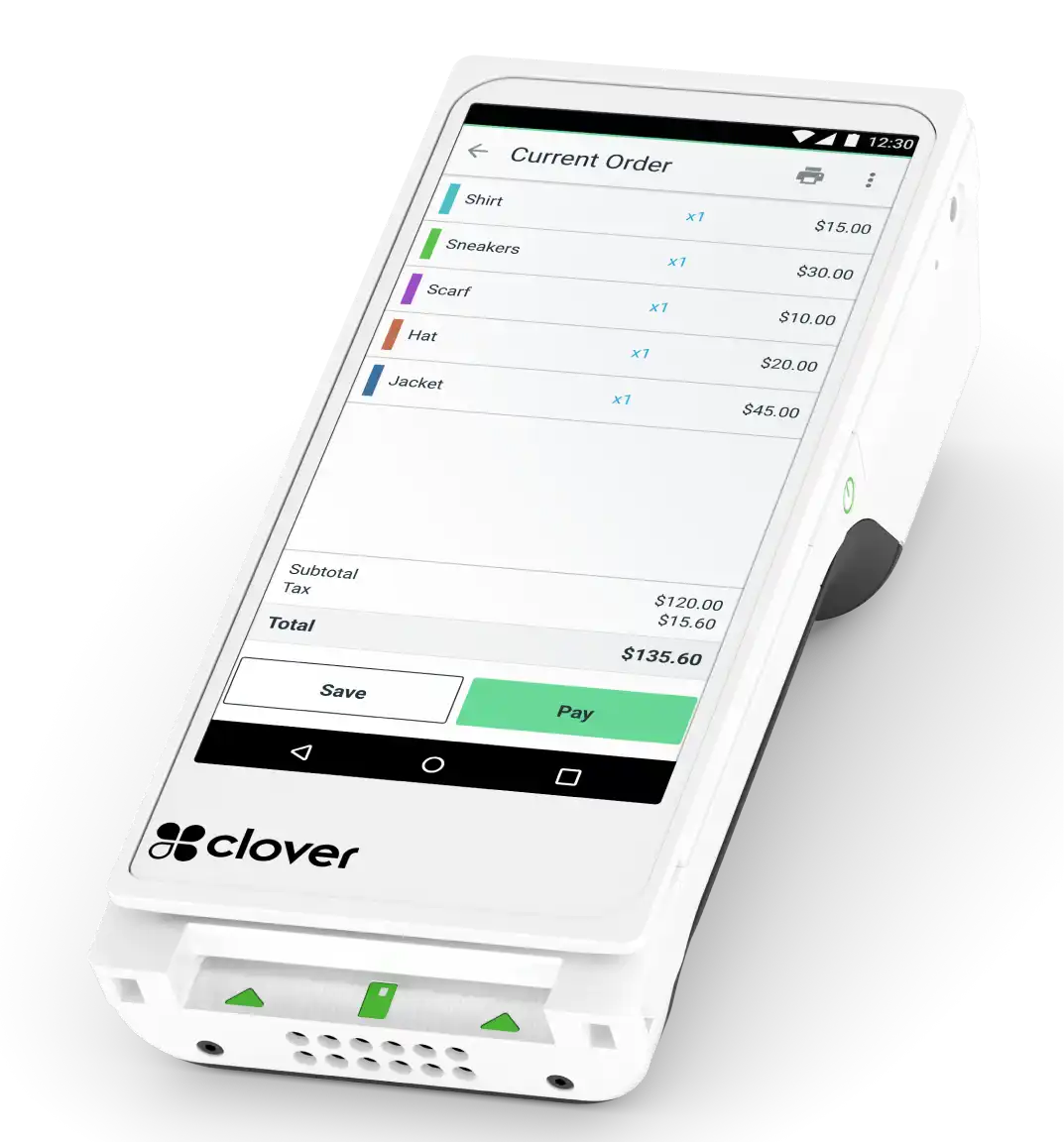 An image of the Clover Flex handheld point of sale system