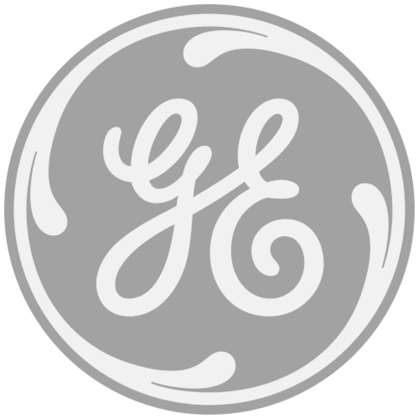 The General Electric (GE) logo, in all gray font.